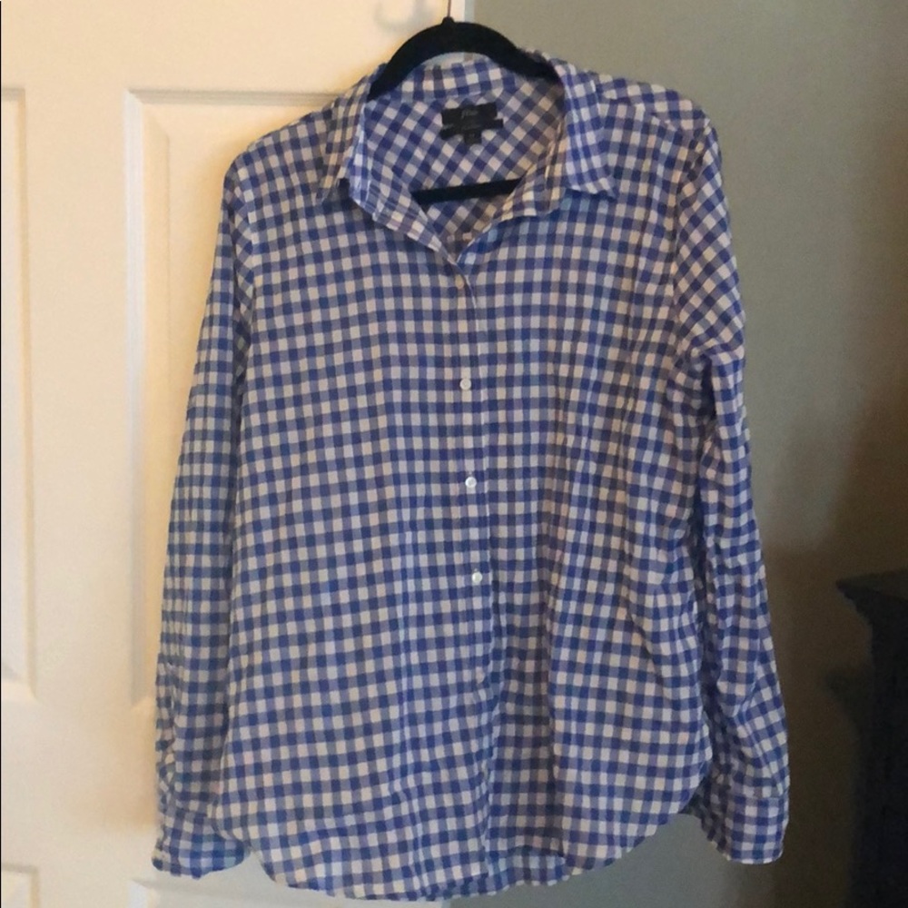 J Crew Gingham Button Up Shirt